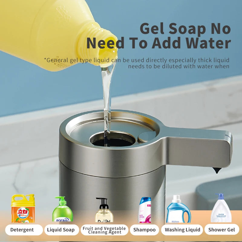 Automatic Sensor Soap Dispenser for Kitchen and Bathroom 304 Stainless Steel Smart Electric Hand Sanitizer and Body Wash Machine
