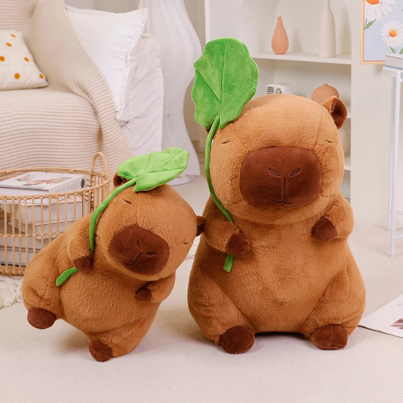 30-85cm Giant Lotus Leaf Umbrella Capybara Plush Toy