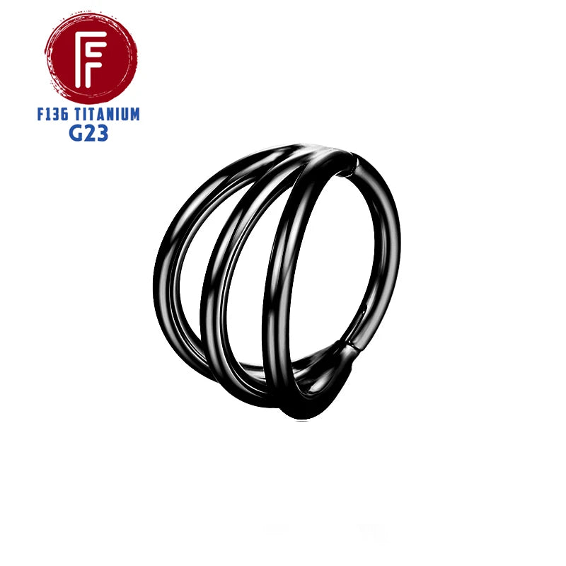 F136 Titanium 3 Layers Nose Rings and Ear Cuff Jewelry