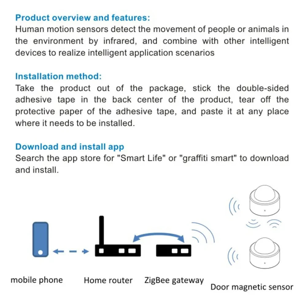 Sensor de movimiento humano Tuya Zigbee Smart Home Mini sensor de movimiento PIR Detector infrarrojo Seguridad Smart Life Funciona con Alexa Gateway