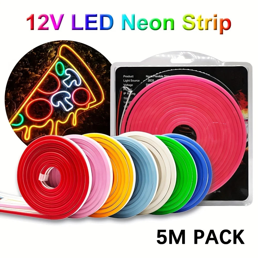 Neon LED Strip Light 5M 600 LEDs Waterproof Flexible Silicone Lamp