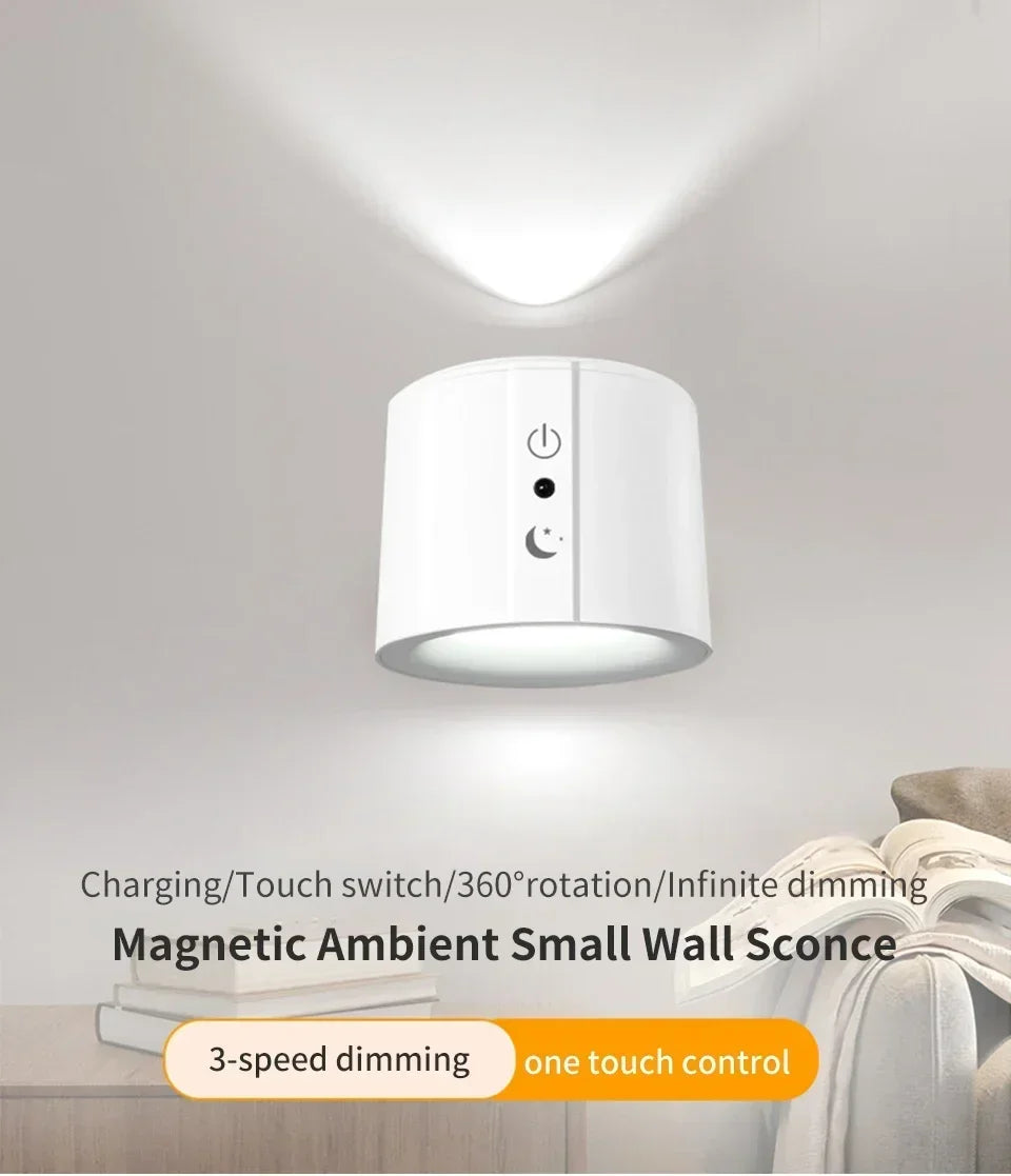 Rechargeable Magnetic LED Wall Lamp with 360 Degree Rotation and Wireless Remote Control