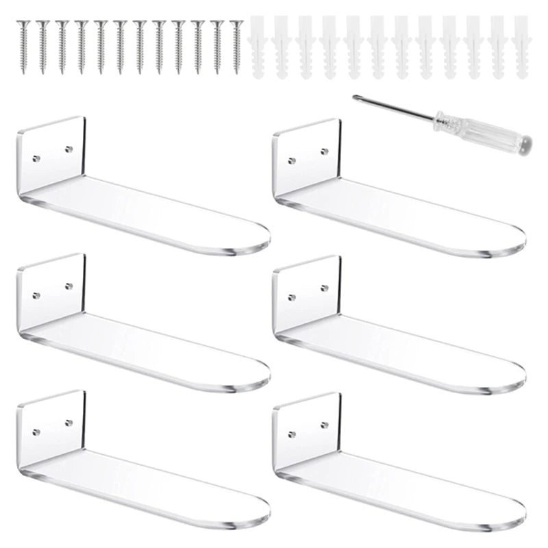 6 Pack Floating Shoe Shelves Acrylic Wall Mounted Display