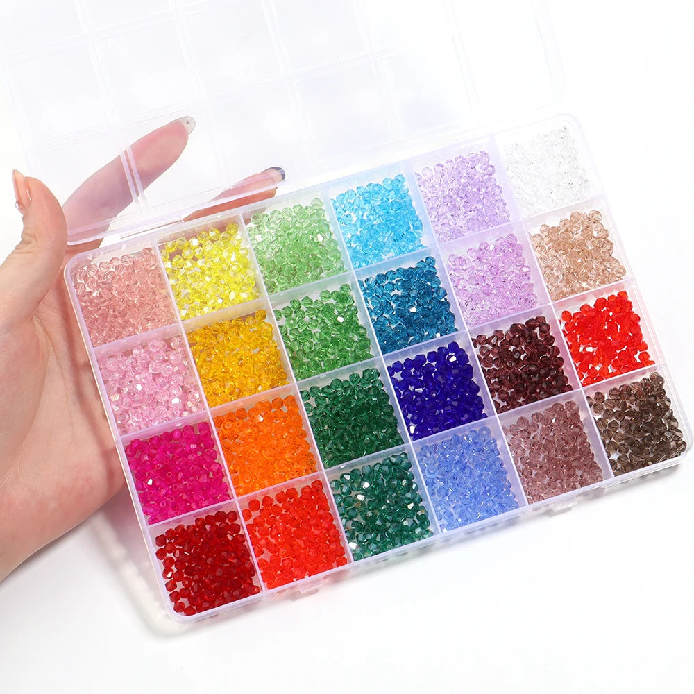 4mm Faceted Glass Crystal Rondelle Beads Kit in 15 to 24 Colors for DIY Jewelry Making Charms Bracelets and Earrings