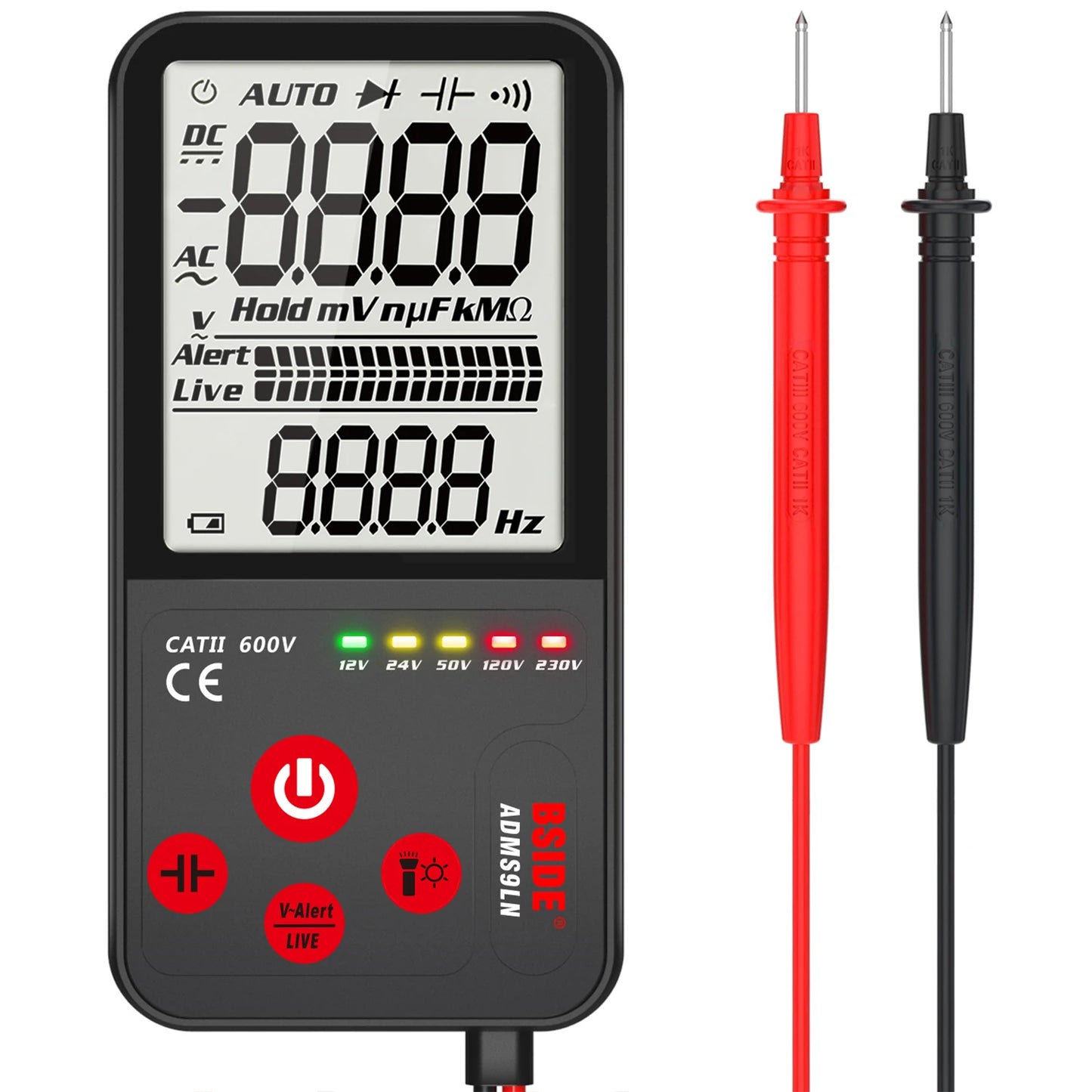 BSIDE Portable Digital Multimeter with AC DC Voltage Detection