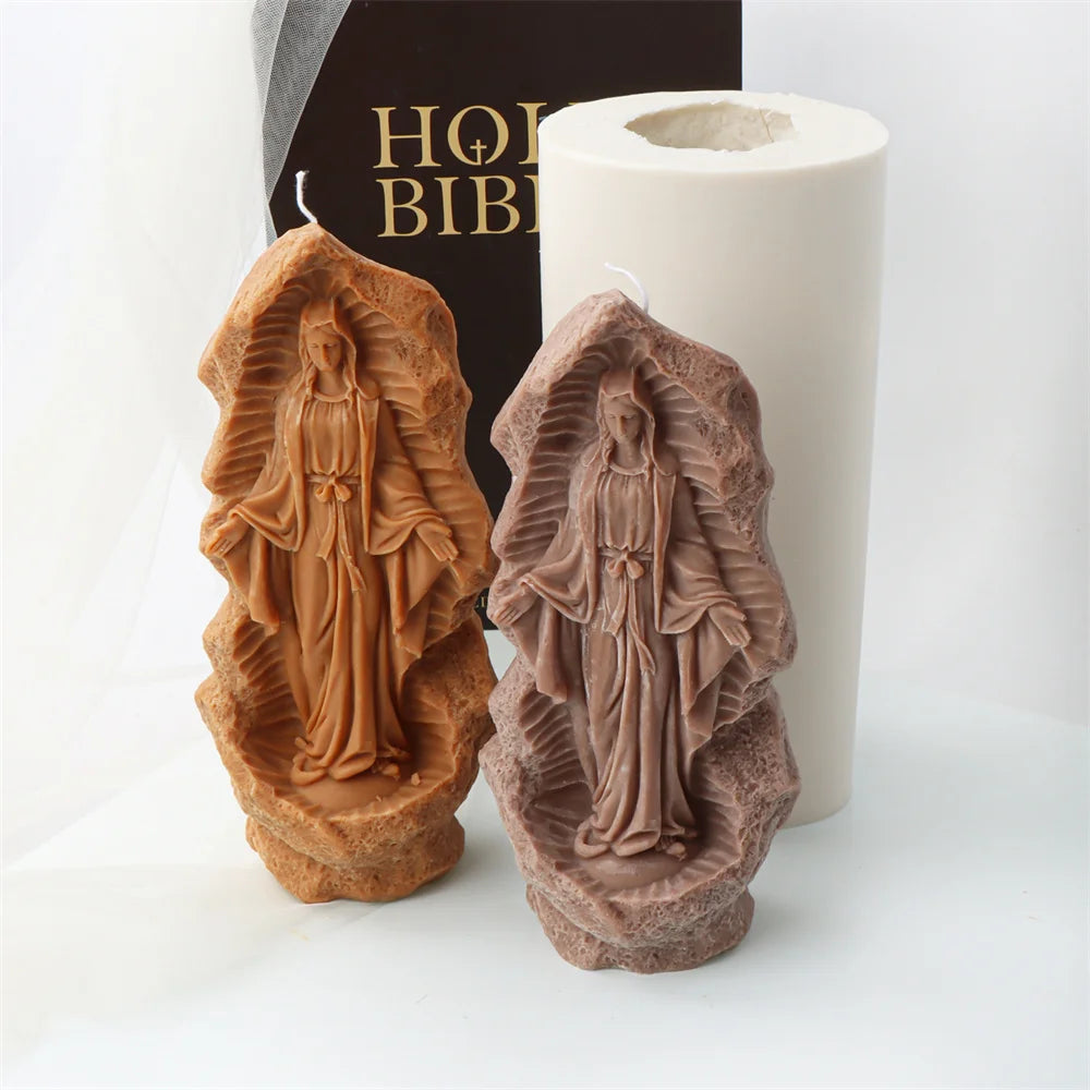 Religious Blessed Virgin Mary Candle Silicone Mold for Crafts