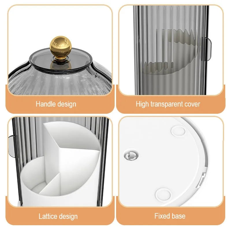 360 Degree Rotating Makeup Brush Holder With Lid Luxury Organizer