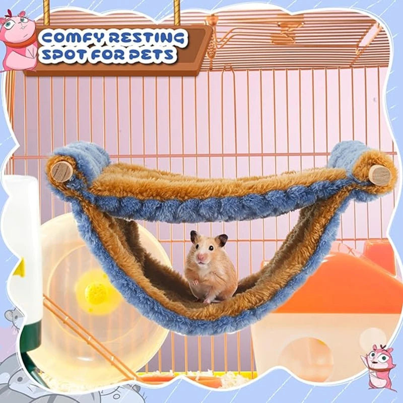 Pet Hammock For Small Animal Double Thick Plush Warm Bed For Hamster House Nest Sleeping Bag Hanging Tree Beds Pet Hamster Nest