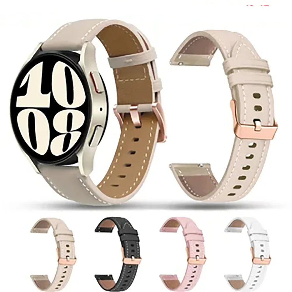 PU Leather Strap For Samsung Watch 6/4/5 Pro 40 44mm Band