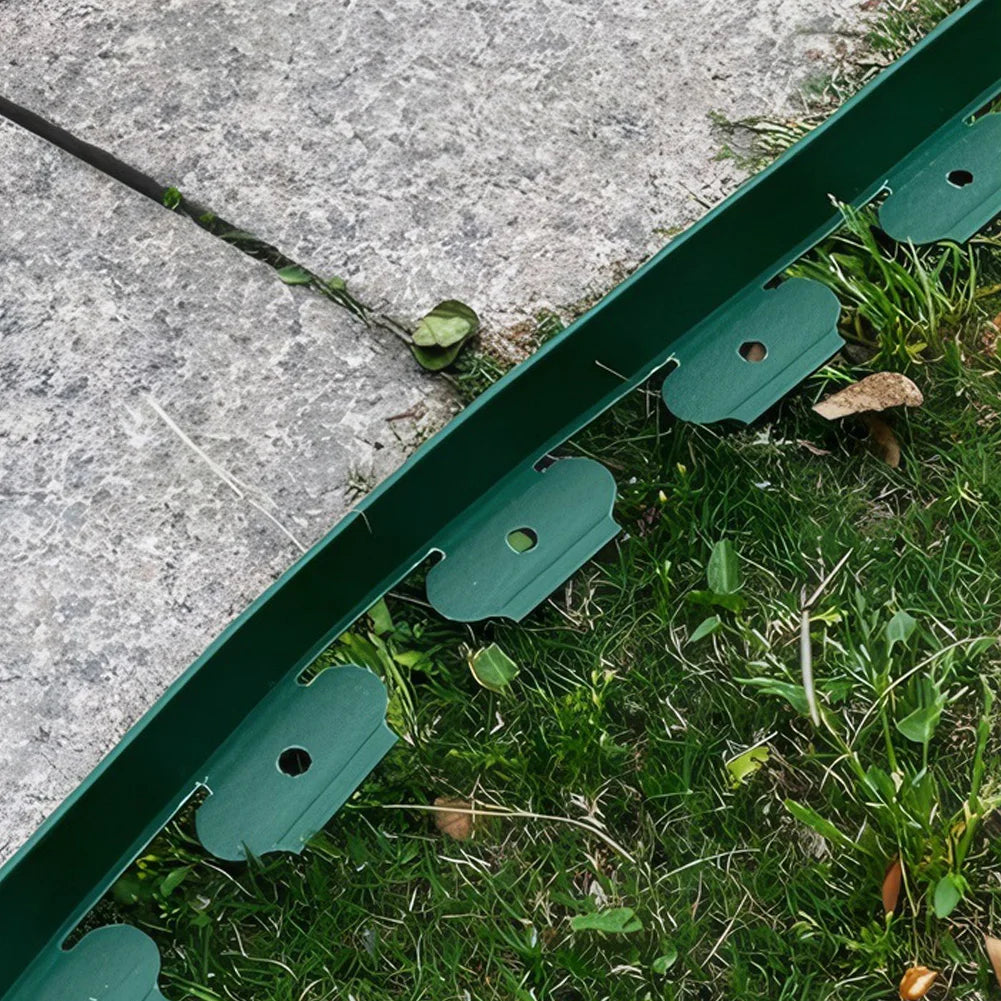 10M Plastic Garden Edging Border Kit with 30 Anchoring Spikes for Easy Installation and Durable Landscape Design