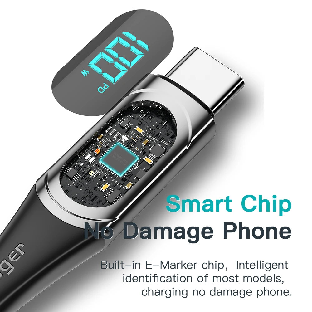 Essager USB To Type C Cable C To C 100W 5A Fast Charger 2M