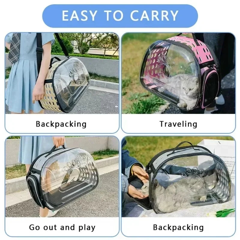 Pet Shoulder Crossbody Bag Breathable and Portable Pet Outing Cat Backpack Outdoor Travel Handbag, Small Dog Folding Bag