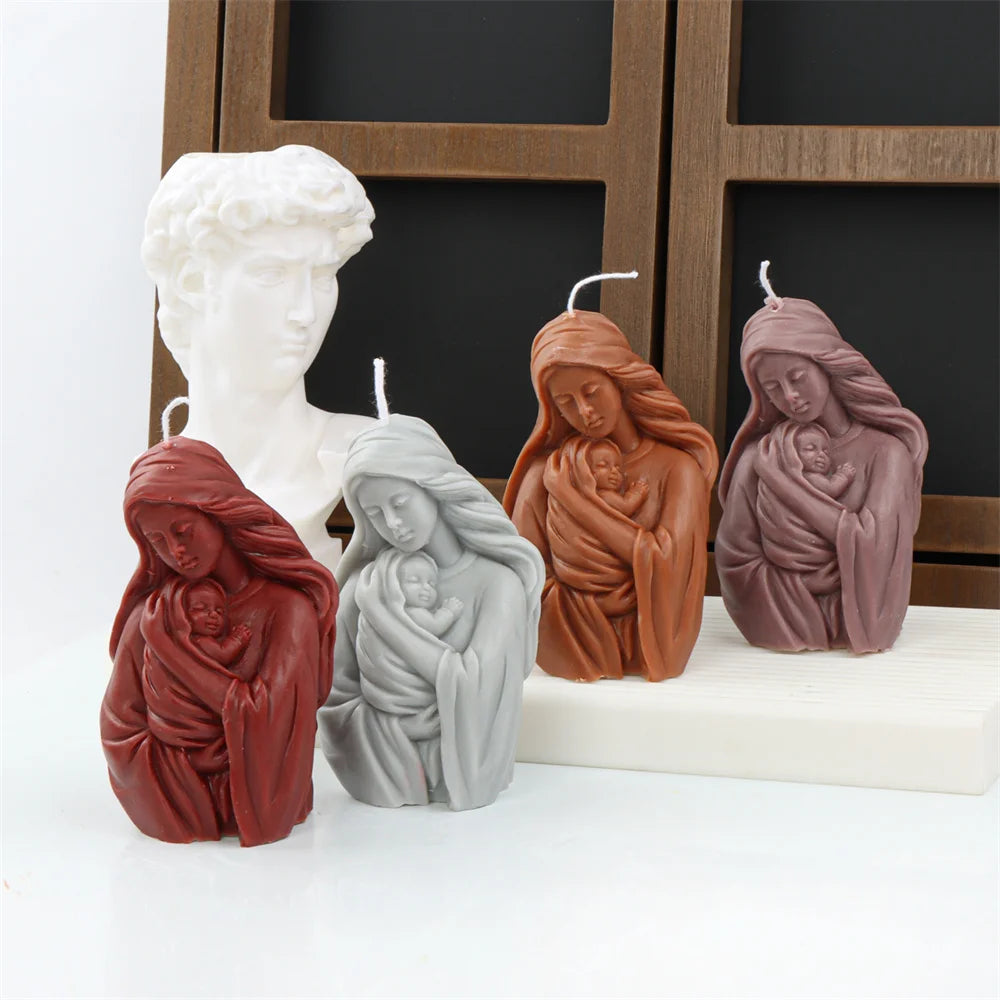 Religious Blessed Virgin Mary Candle Silicone Mold for Crafts