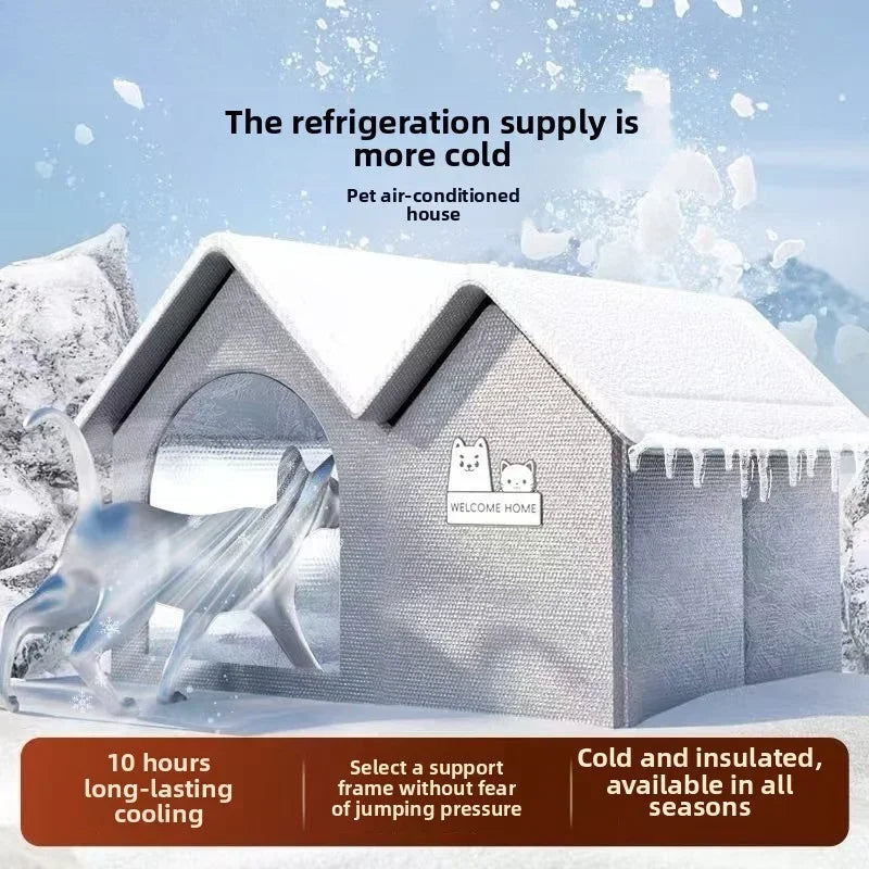 Summer Cooling Pet House for Cats and Dogs Portable Ice Shelter with Air Conditioning Design Ideal for Hot Weather