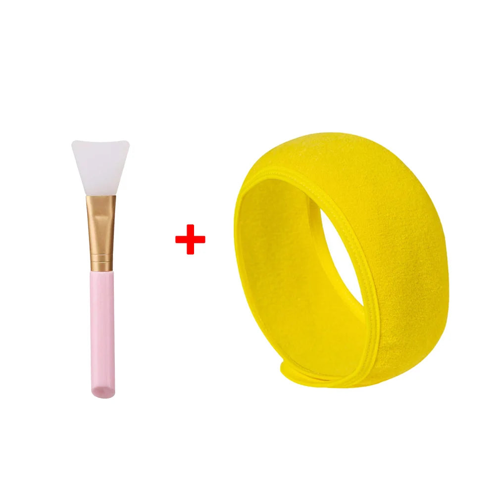 1pc Adjustable Head Band Hairband with Mask Brush for Makeup and Spa