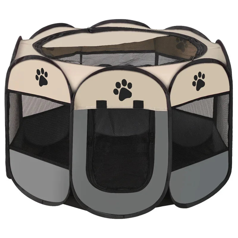 Foldable Pet Tent Kennel Cat Delivery Room Octagonal Fence Puppy Shelter Detachable Summer Pet Tent Outdoor Cat Cage Dog Fences