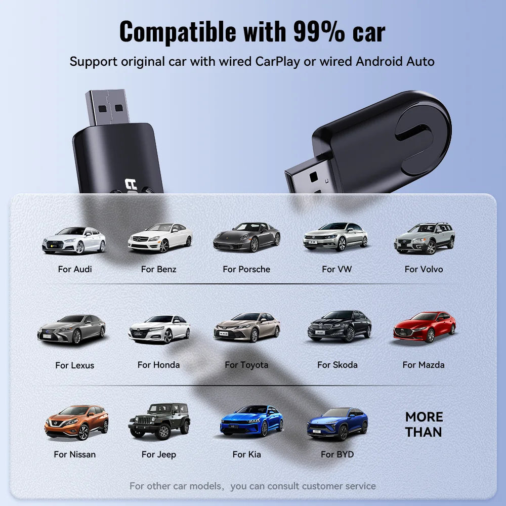 XUDA NEW Wireless CarPlay Android Auto Adapter Mini Box for Nissan