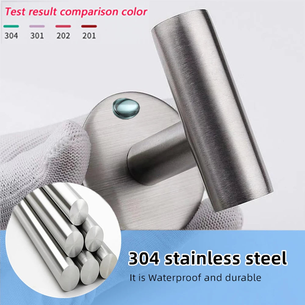 1/2PCS Adhesive Wall Hook Stainless Steel Robe Sticker Hooks