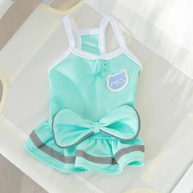 Fashion Bow Summer Pet Clothes Swimsuit Cat Transformation Outfit Swimming Cap Dog Skirt Bikini Dog Vest Swimsuit Puppy Clothing