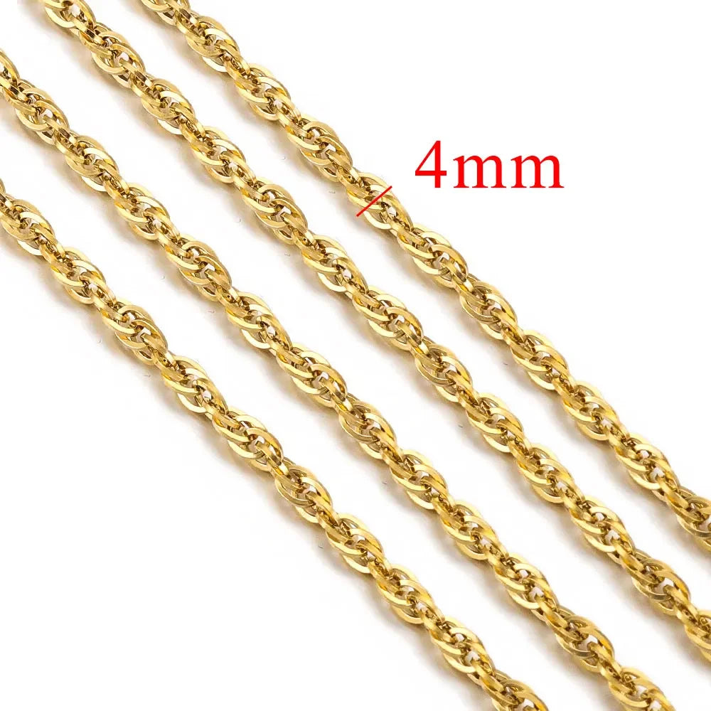 1 Meter Stainless Steel Chunky Hip Hop Gold Color Chains DIY Jewelry