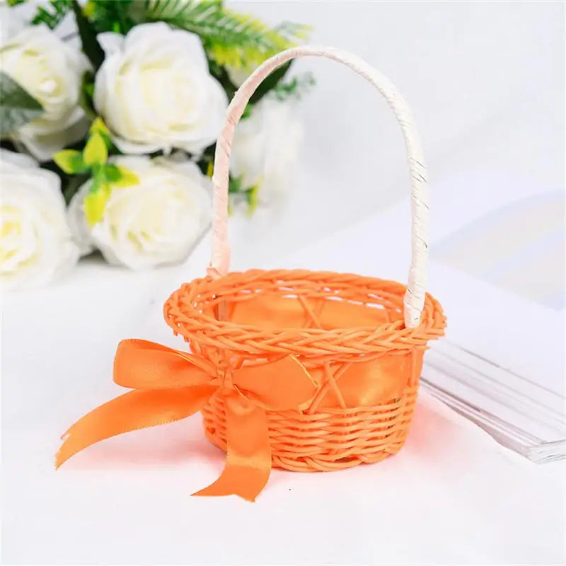 1PC Round Small Flower Storage Basket Hand-Woven Decorative Home Basket