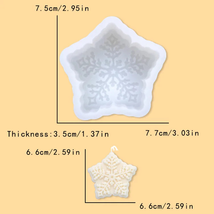 3D Christmas Snowflake Silicone Candle Molds for DIY Soap and Cake Decor