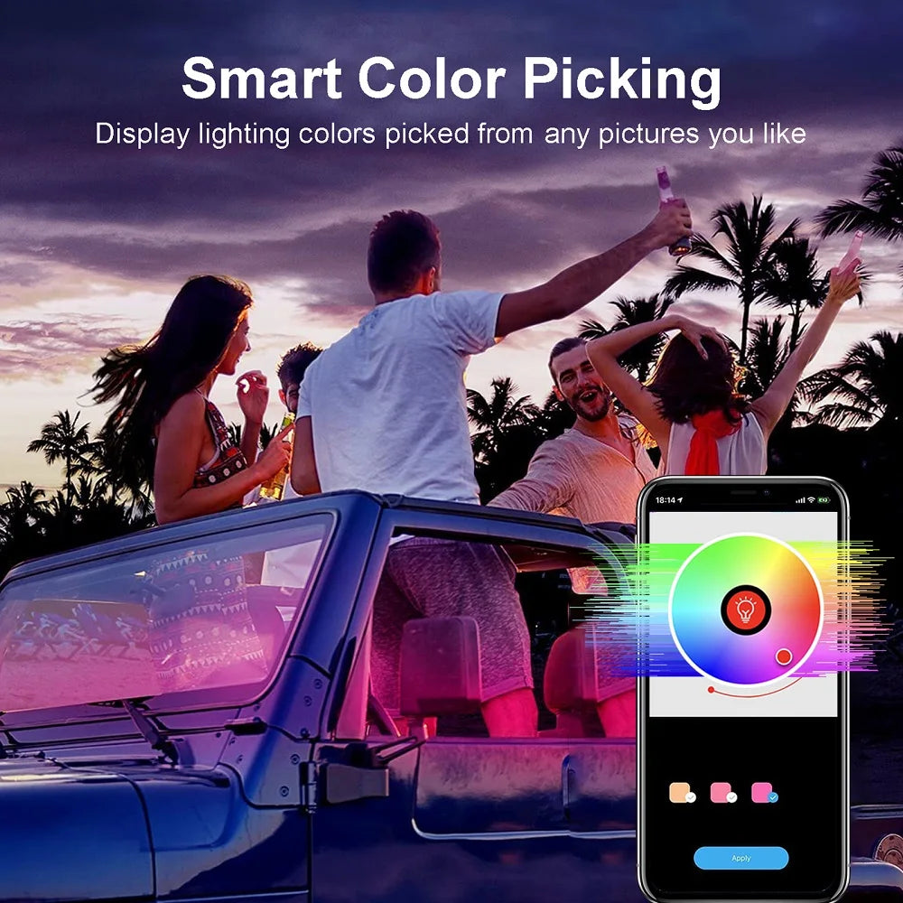 Universal Car Ambient Light Kit With Wireless APP Control 256 RGB Dream Color LED Neon Footlight Accessories