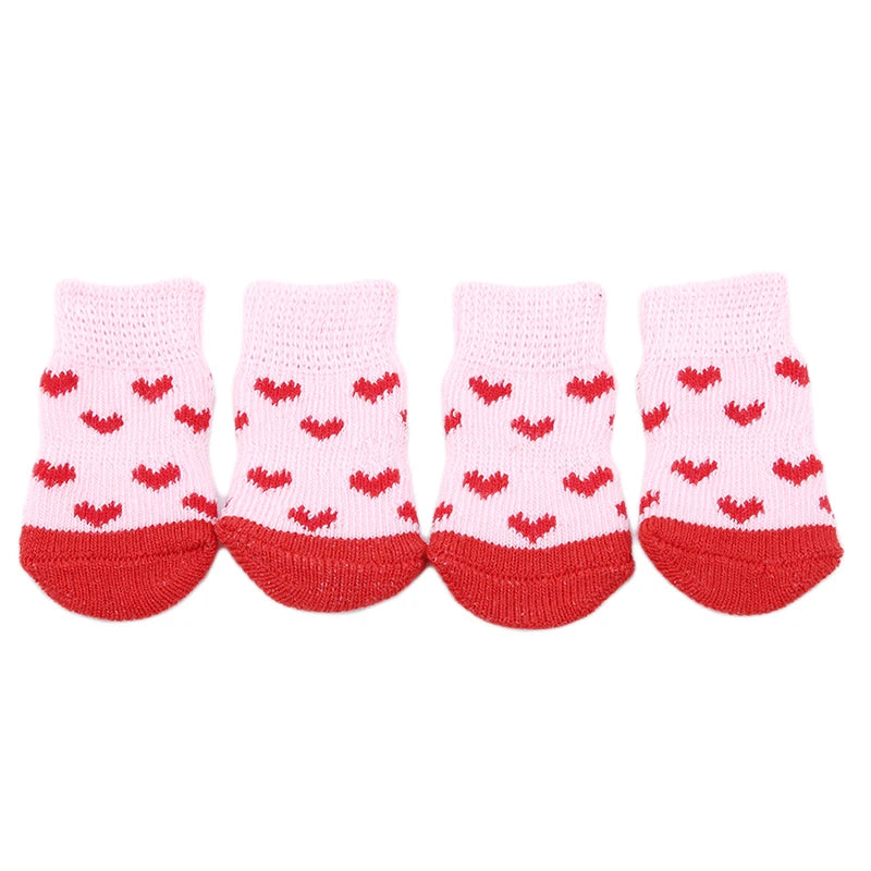 4Pcs Cute Pet Dog Socks with Print Anti-Slip Cats Puppy Shoes Paw Protector Products for Small Breeds Spitz York Dogs Chihuahua