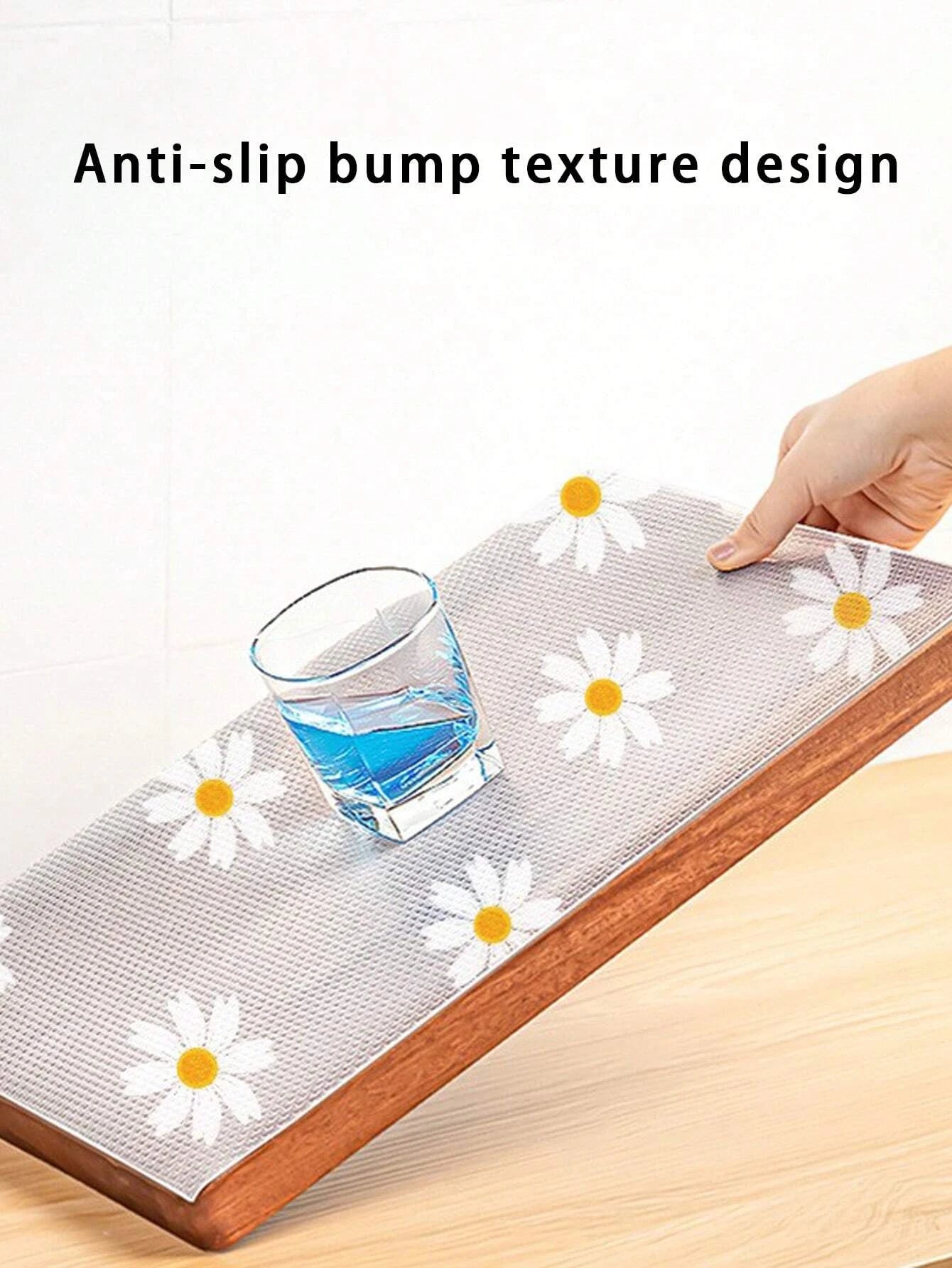 Daisy Shelf Liner Roll Non Adhesive EVA Waterproof Mat for Kitchen Cabinets and Fridge Organization