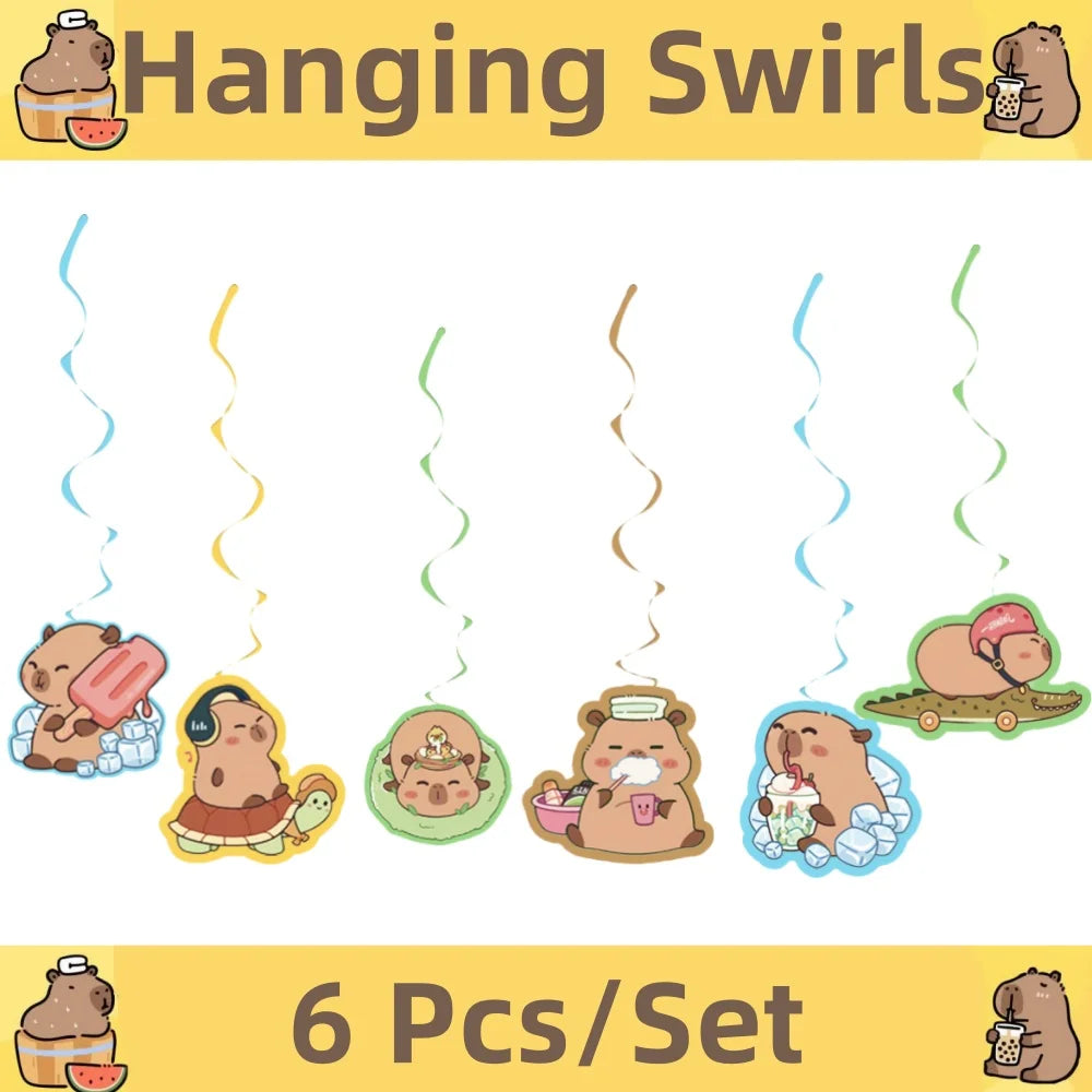 Capybara Birthday Decorations Balloons Cute Tableware Set