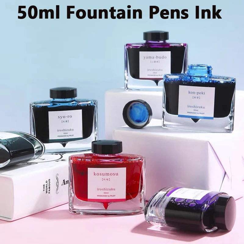 Pilot 25 Color 50ml Fountain Pen Ink Set with Glass Bottles for School and Office Use