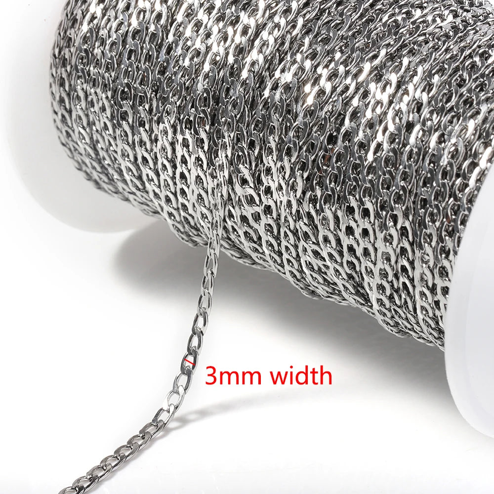 2Meters Stainless Steel Link Cable Gold Chains for DIY Jewelry