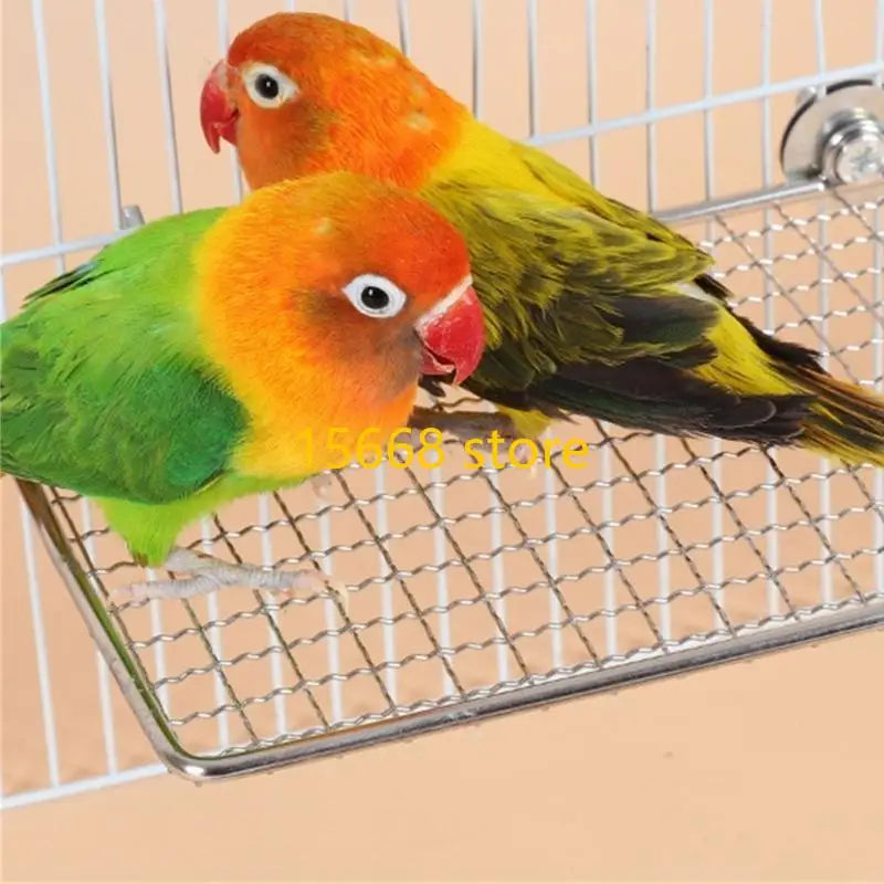 C6UE Stainless Steel Parrots Resting Platform Perch Stand for Small to Large Birds