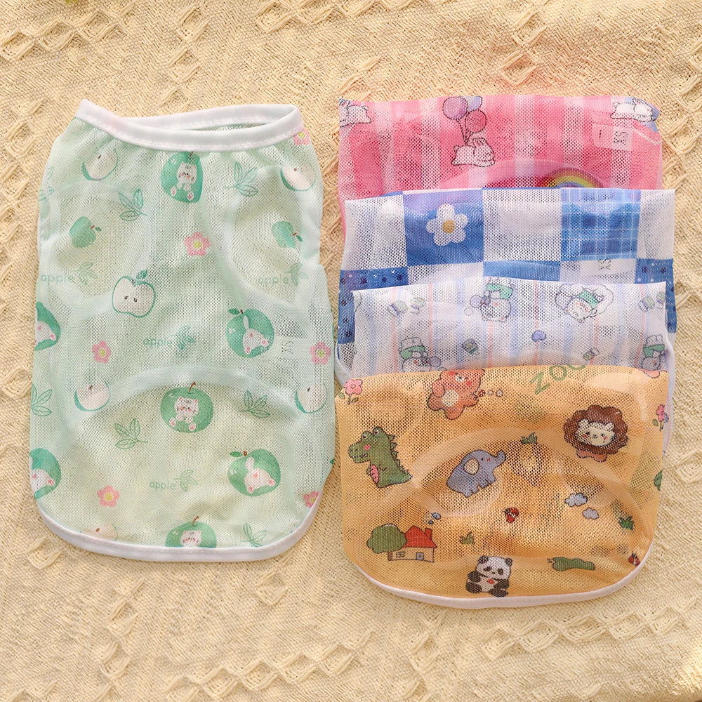 Pet clothing original cartoon cute summer westernized thin cat and dog clothing breathable mesh vest cat clothing