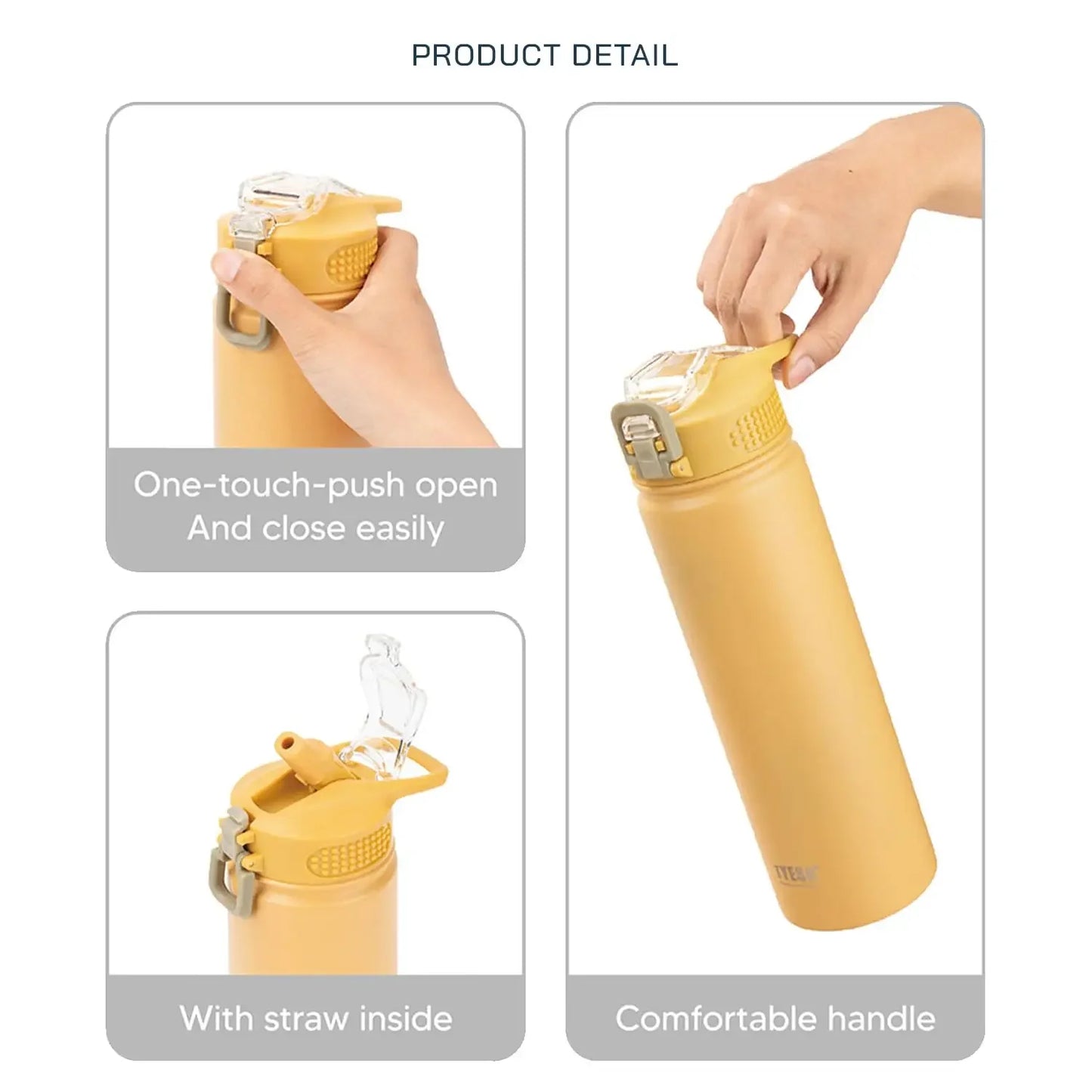 Insulated Stainless Steel Water Bottles – 600ml / 750ml Travel Thermos for Hot & Cold Drinks