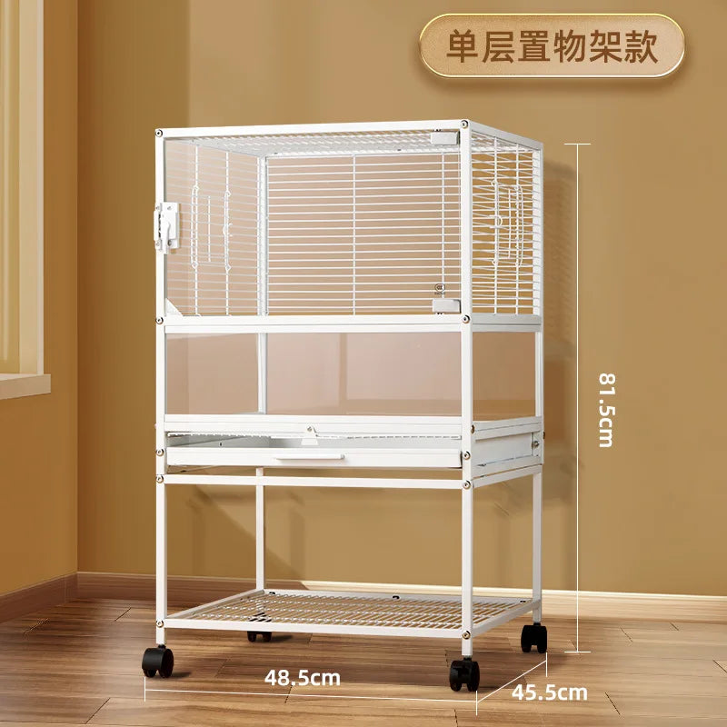 Horizontal silk double-layer bird cage parrot cage household three-layer palace grid breeding Xuanfeng extra large small