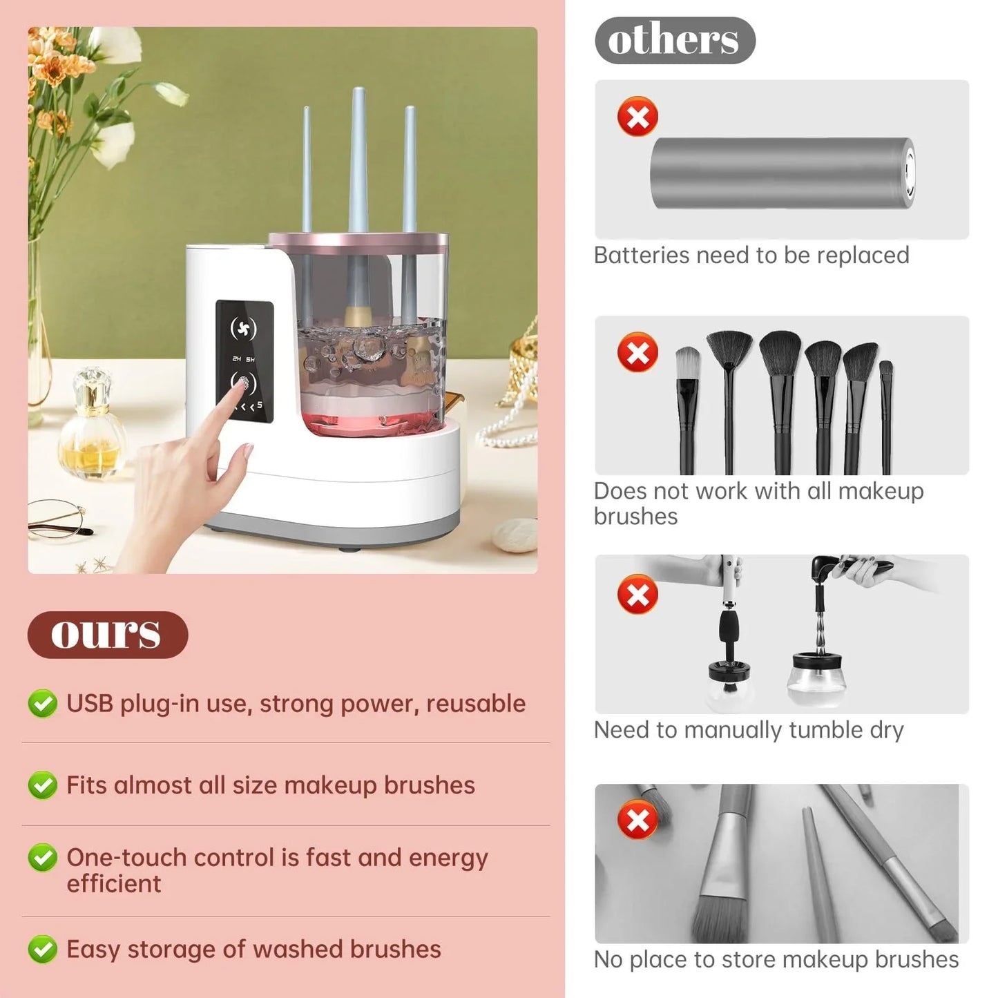 3 In 1 Electric Makeup Brush Cleaner With Brush Dryer