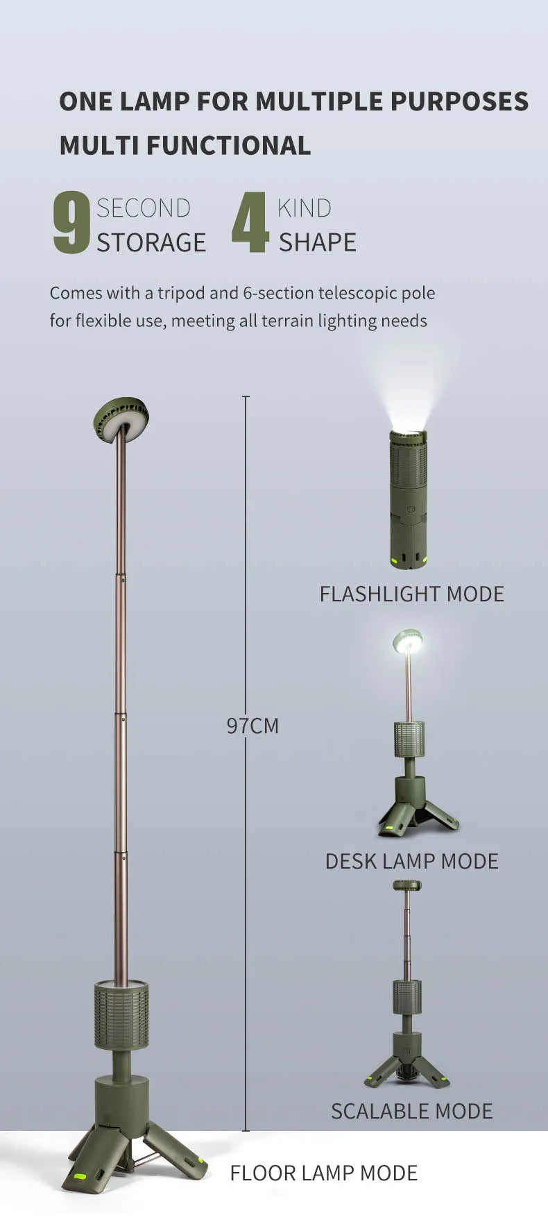 Folding Camping Light Portable Telescopic Lanterns 10000mAh Waterproof Magnetic Lamp with Triangle Stand Base