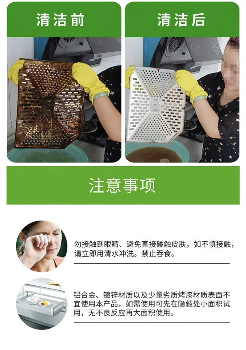 Concentrated Kitchen Oil Cleaner Heavy Duty Genuine Oil Powder for Range Hood and Grease Removal