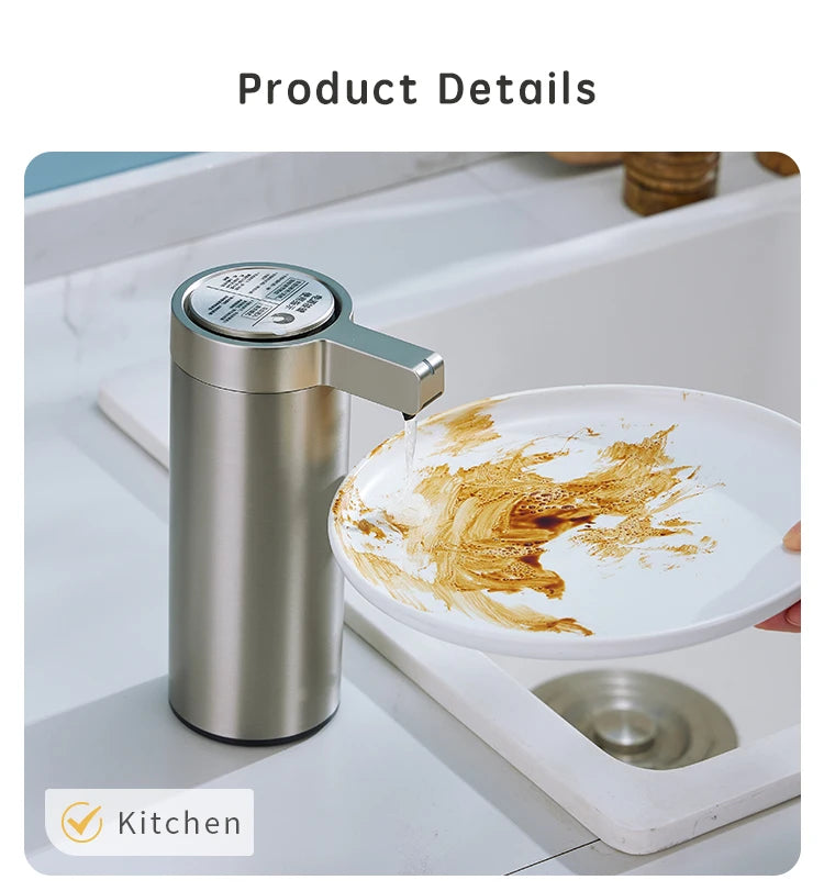 Automatic Sensor Soap Dispenser for Kitchen and Bathroom 304 Stainless Steel Smart Electric Hand Sanitizer and Body Wash Machine