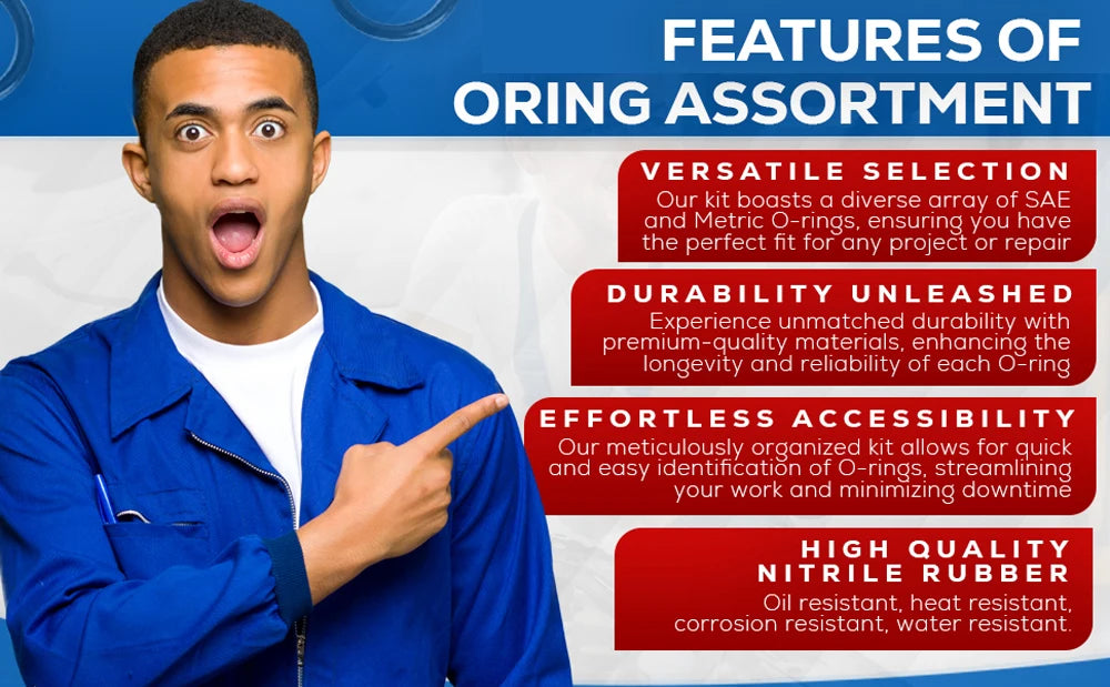 419PCS Universal O-Ring Assortment Set with 32 Sizes Nitrile Rubber Seals for Plumbing Automotive and Faucet Repairs