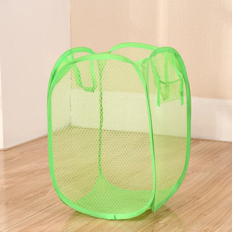 Foldable Color Mesh Clothes Basket for Easy Laundry Storage