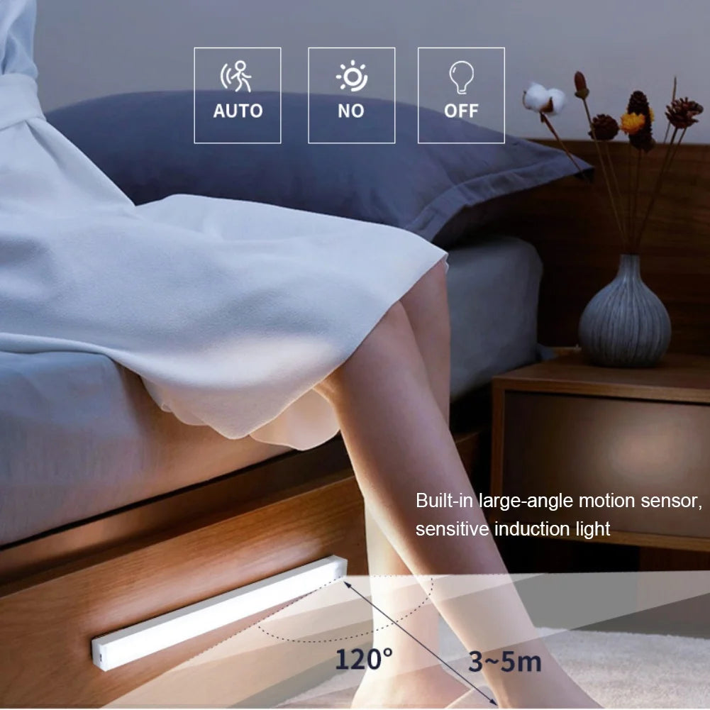 LED Motion Sensor Light Wireless Type C Rechargeable Night Lamp for Kitchen Cabinet and Wardrobe