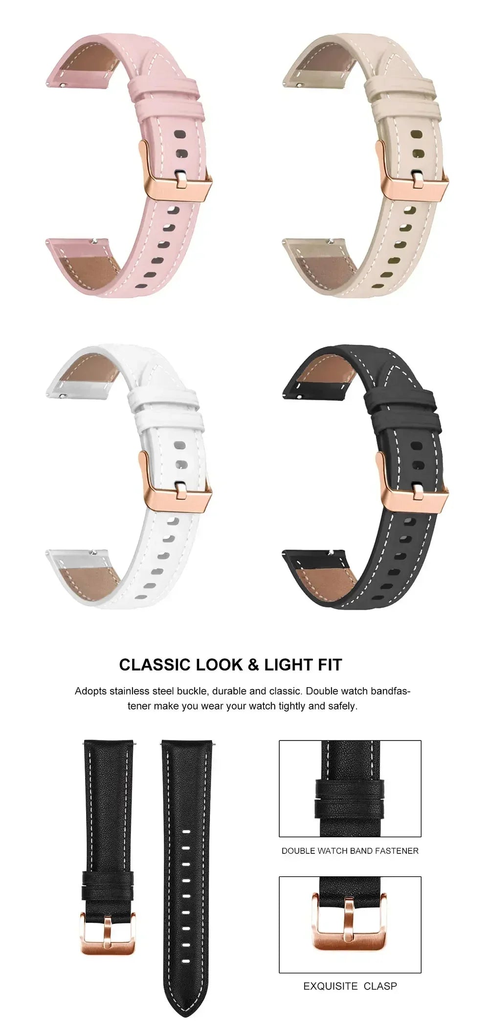 PU Leather Strap For Samsung Watch 6/4/5 Pro 40 44mm Band