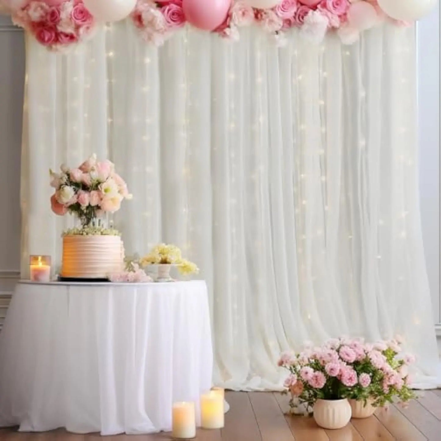 Tulle Backdrop Curtains Set of 2 Sheer Decorative Curtains for Birthday Parties Weddings and Photography