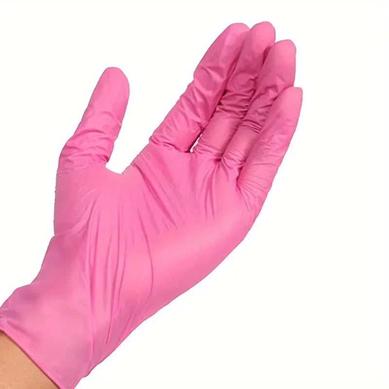 Pink Nitrile Disposable Household Gloves XS to L Elastic Latex Free Waterproof Durable Cleaning Tool