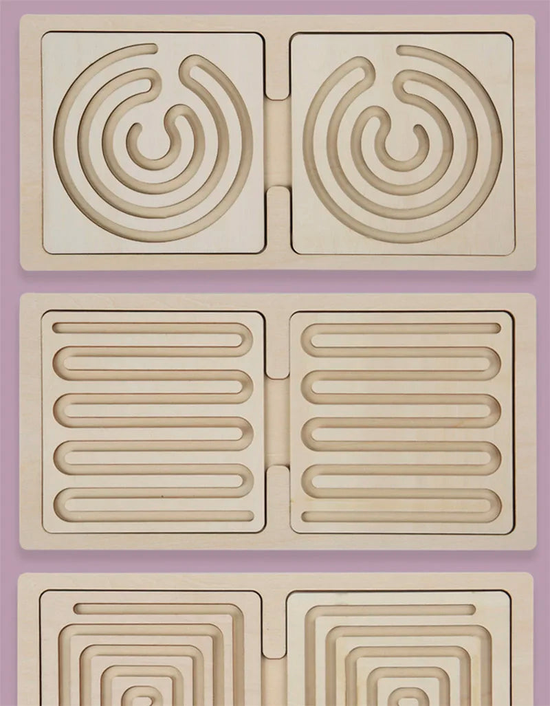 Children's Left Right Brain Puzzle Pen for Movement Trajectory Control and Hand Eye Coordination Training Educational Wooden Toy for Ages 3 to 6