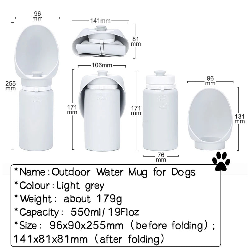 550ml Portable Folding Pet Water Bottle for Dogs and Cats Travel Mug with Collapsible Design