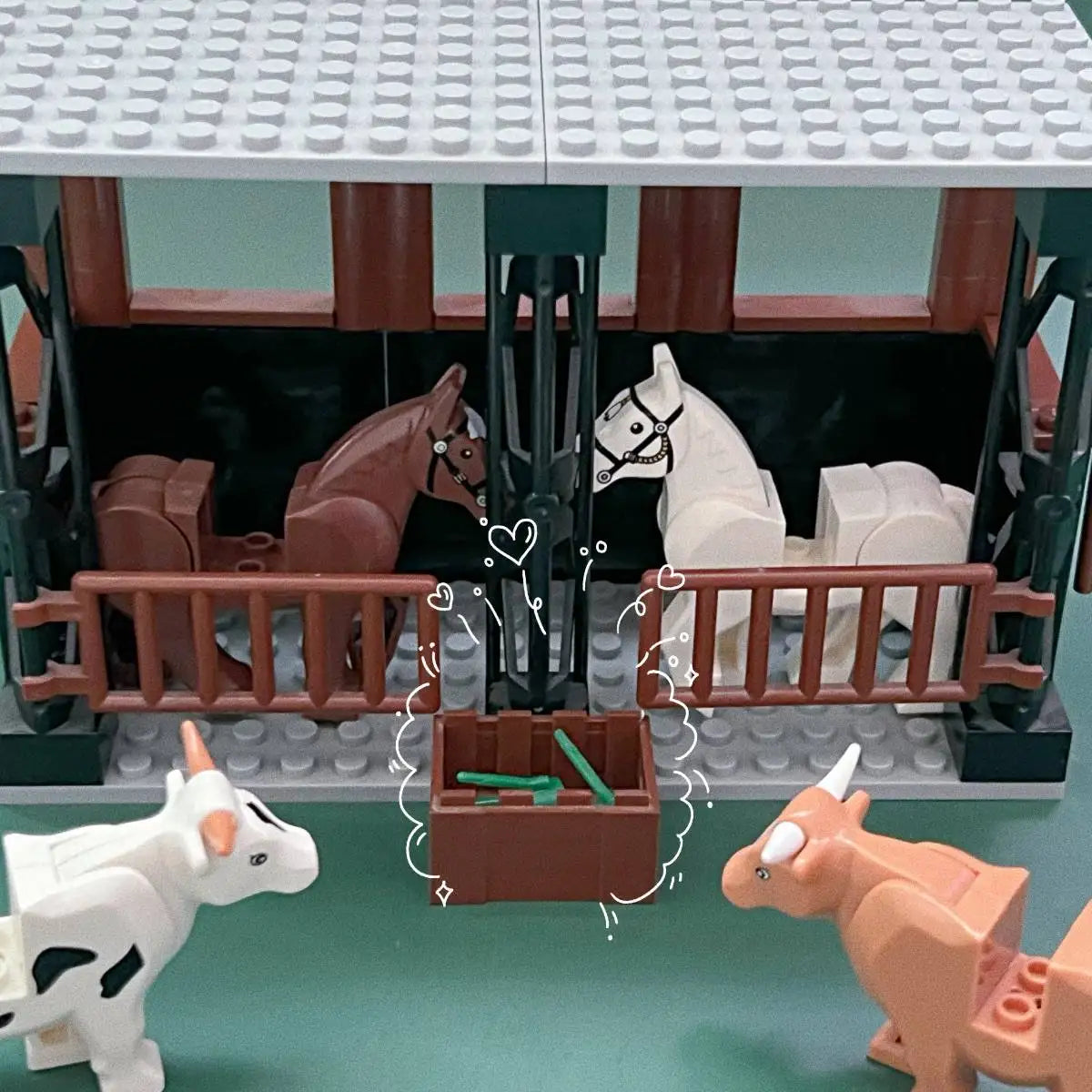 MOC Horse Stable Building Blocks Set City Farm Cowshed Construction Toy for Kids Creative Play Birthday and Christmas Gift
