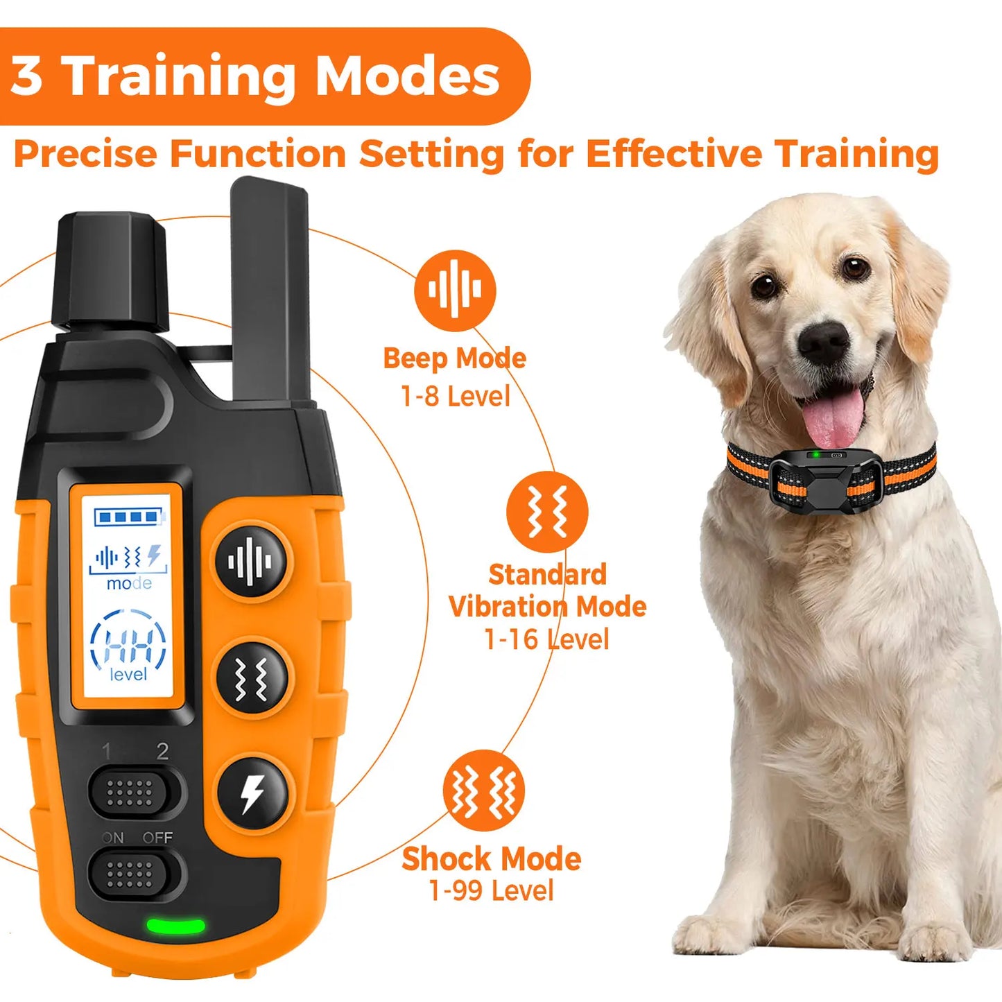 3300Ft Waterproof Electric Dog Training Collar with Remote Control for 5 to 120lbs Puppies Featuring Shock and Vibration